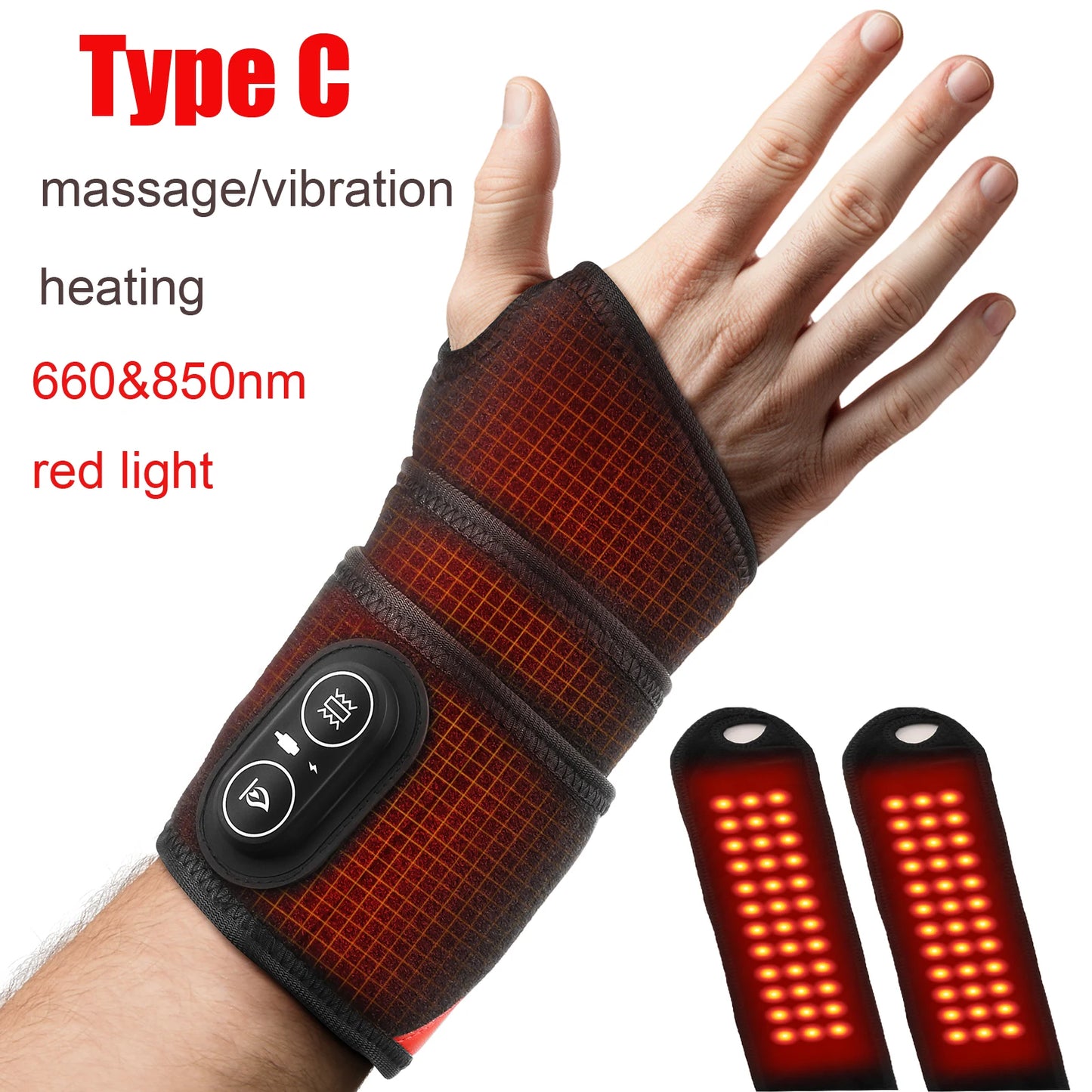 Electric Heating Wrist Massager Vibration Hot Compress Hand Brace Hand Wrist Guard Warm Heating Pad Wristband Rechargeable