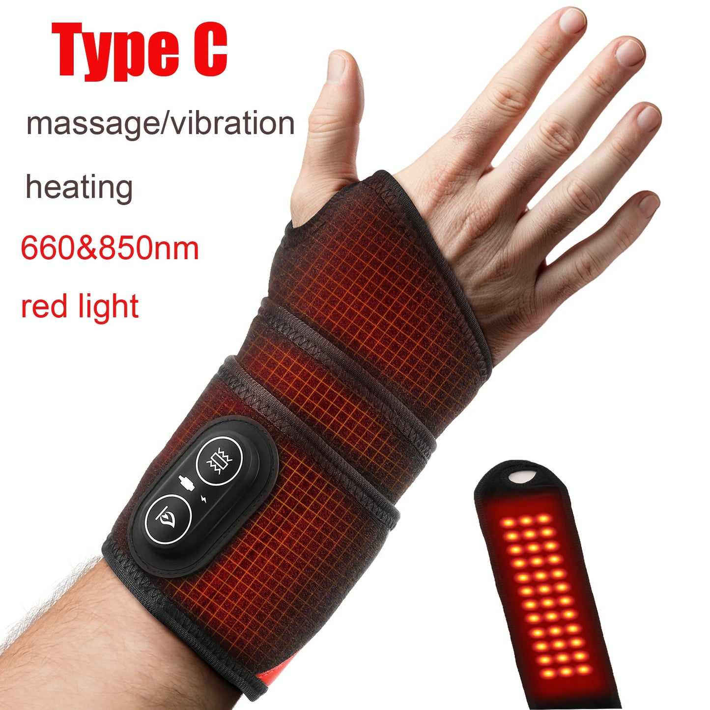 Electric Heating Wrist Massager Vibration Hot Compress Hand Brace Hand Wrist Guard Warm Heating Pad Wristband Rechargeable