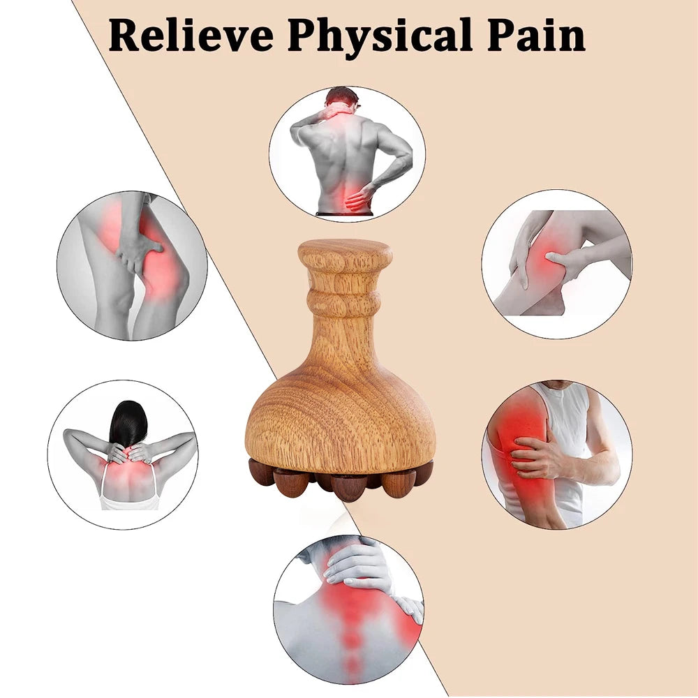Wood Therapy Tools Mushroom Lymphatic Drainage Massager, Colombiana Trigger Point Massage Tools for Deep Tissue, Body Shaping