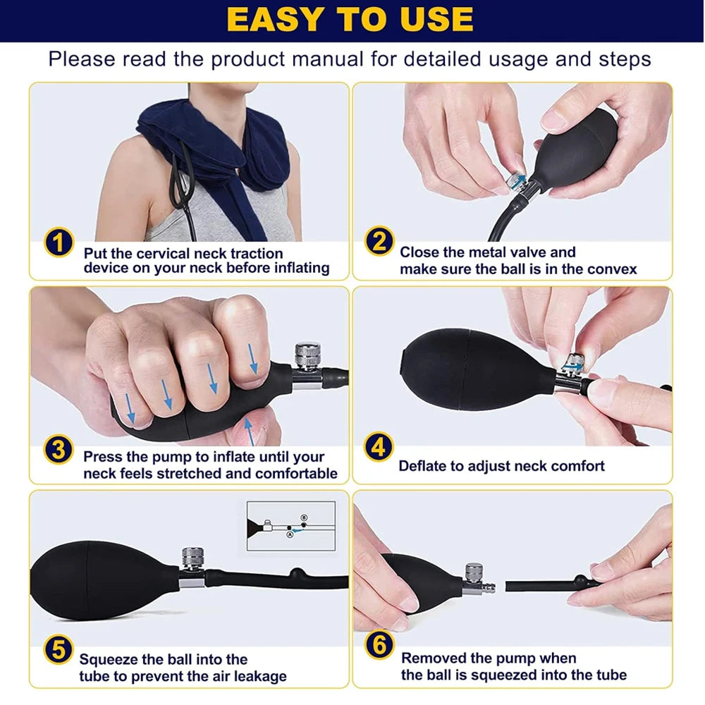 Neck Support Cushion Inflatable Air Cervical Neck Traction Device Body Relaxing Tractor Support Massage NECK Pillow