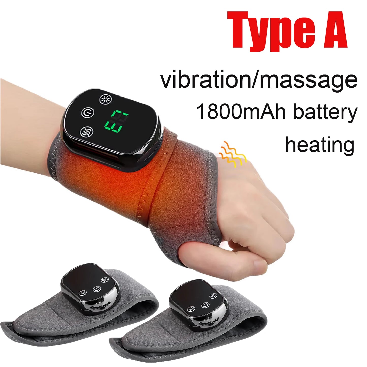 Electric Heating Wrist Massager Vibration Hot Compress Hand Brace Hand Wrist Guard Warm Heating Pad Wristband Rechargeable