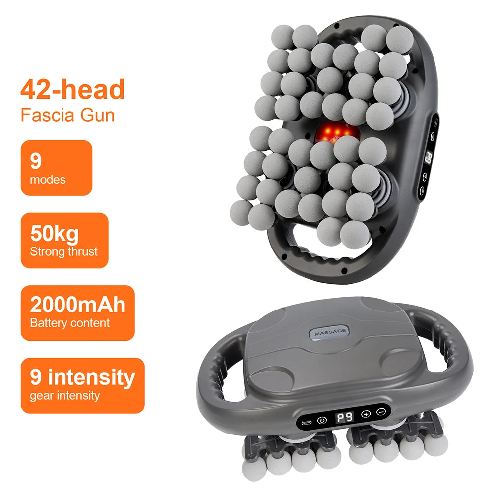 42 Massage Heads Massage Gun Deep Tissue Muscle Wireless High Frequency Vibration Masajeador Body Back Leg Neck Massager