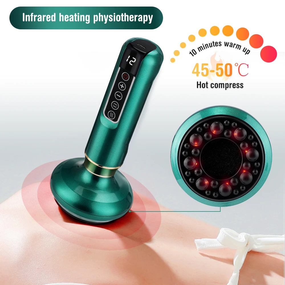 6/12 Gear Electric Cupping Massager Vacuum Suction Cup GuaSha Anti Cellulite Beauty Health Scraping Heat Body Slimming Massage