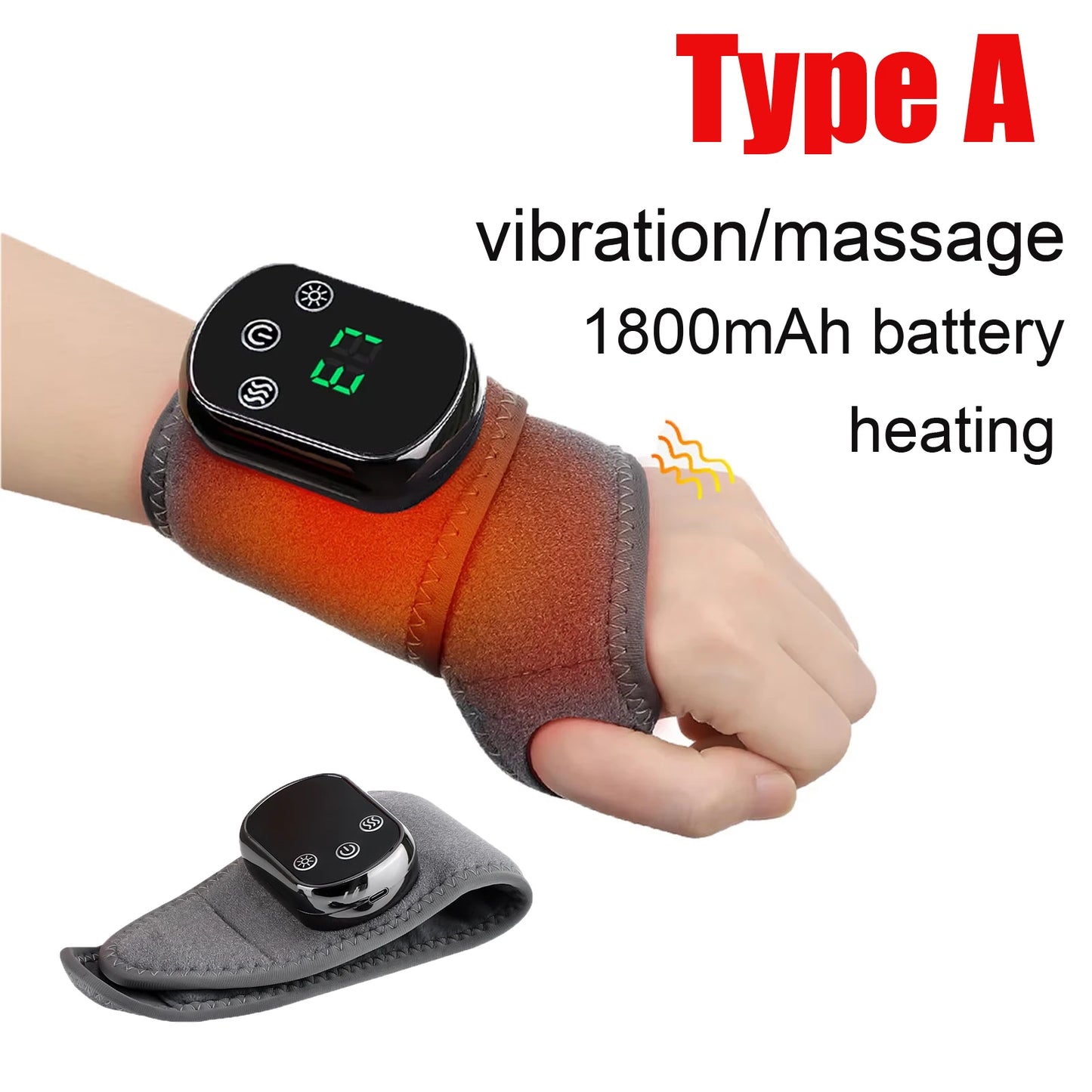 Electric Heating Wrist Massager Vibration Hot Compress Hand Brace Hand Wrist Guard Warm Heating Pad Wristband Rechargeable